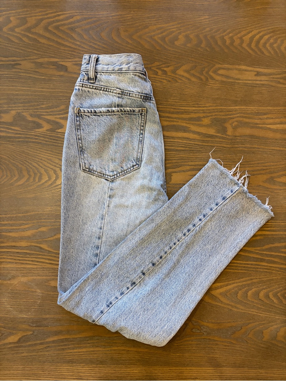PacSun High Waisted Straight Leg Jeans Raw Hem Light Wash Size 25 - Picture 3 of 8